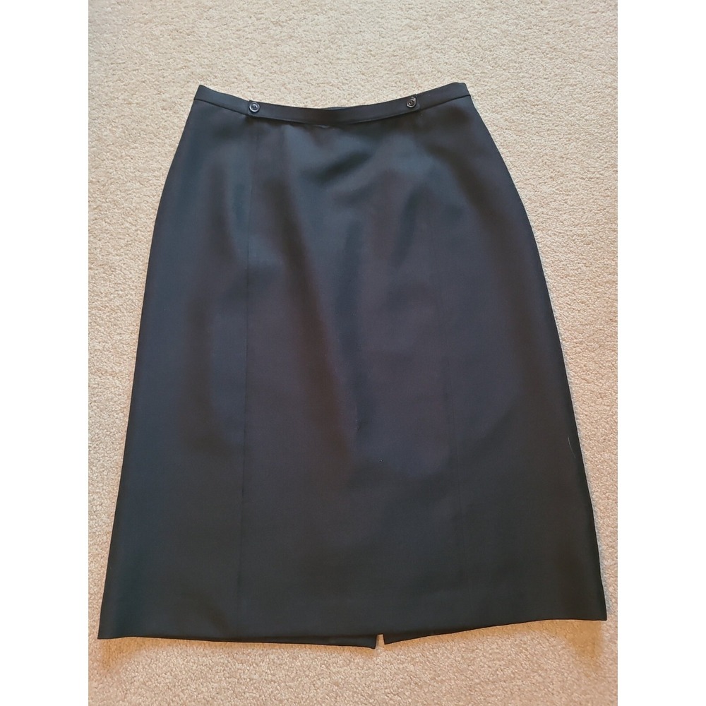 Black Women's Button Accent Back Slit Pencil Skirt Size‎ L